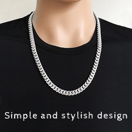 ZoneYan Gold Chain Men's Cuban Link Chain Gold, Cuban Link Chain Men, Men's Curb Chain Gold, Cuban Chain Set, Hip Hop Chain Men's Gold, Necklace Boys (Necklace + Bracelet), Stainless Steel, No