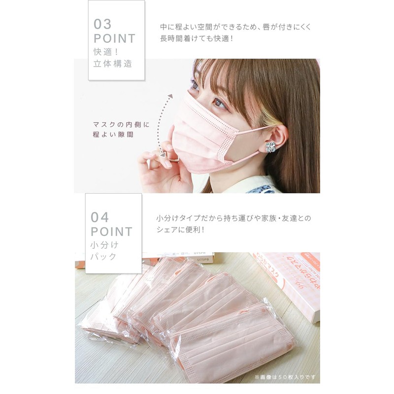 [ウェイウェイ貿易] WEIMALL プリーツマスク 30枚 カラーマスク 約17.5cm×9.5cm ふつうサイズ バイカラー 10枚ずつ個包装 耳が痛くならない