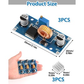 3pcs XL4015 Voltage Converter 5A 1.25-36V, DC-DC Converter High Efficiency and Stability, Power Module Used for Debugging Multiple System Operating Voltage Ranges