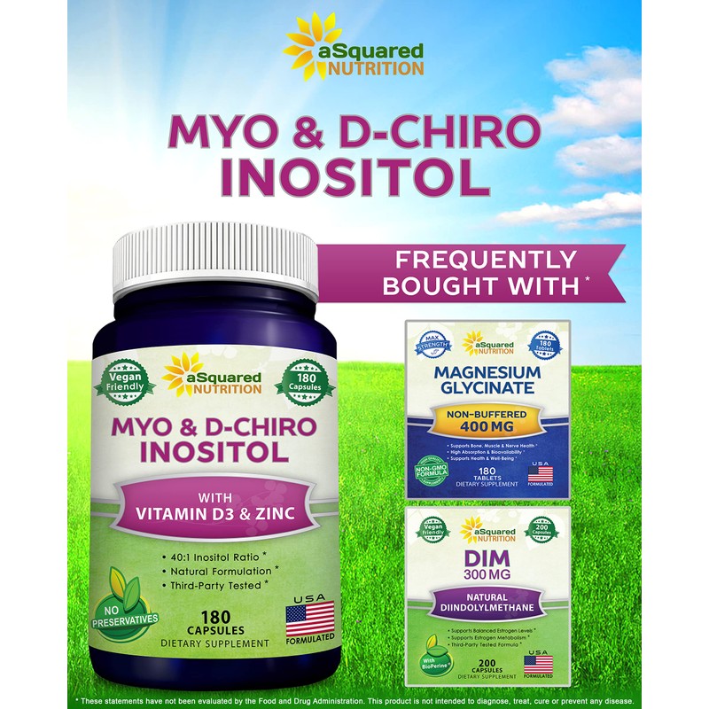 aSquared Nutrition Myo-Inositol & D-Chiro Inositol Supplement - 180 Capsules