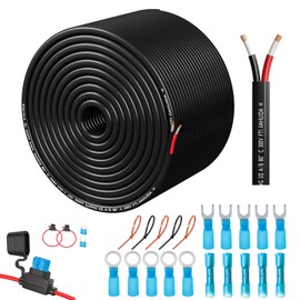 SAKAKI 12 Gauge Wire 2 Core Conductor Duplex Marine Grade Dual Twin 12AWG Electrical Cable Stranded Cord PVC Insulated 12V Low Voltage/Tinned Copper/Flexible/ 12/2 Wire for Boat Automotive