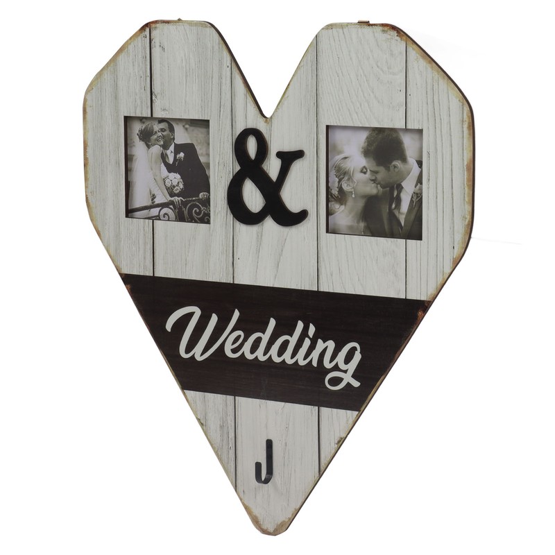 Wood Wedding Picture Frame Key Hook Wall Hanging Decoration Love