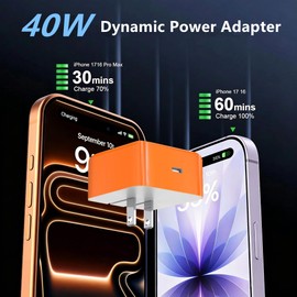 iPhone17 Pro Max 40W Dynamic Power Adapter Charger with Cable (3.3ft)
