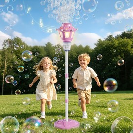 BBnote Street Lamp Bubble Machine with Light, Rechargeable Outdoor Summer Bubbles Toys for Kids & Adults, Bubble Blower and Wand Toy, Birthday Christmas Party Gifts for Toddlers Teens