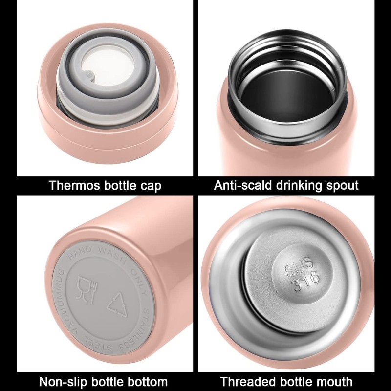 Small Flask, Cute Water Bottle, Vacuum Insulated Flask for Hot