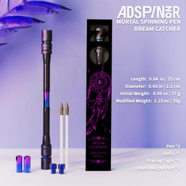 ADSPINZOR Spinning Pen by Mr.NOPE - Mortal Series Limited Color Version (Black) Professional Fidget Spin Pen for Tricks, Long, Weighted, Writable, Stress Relief Pen with Balanced Metal Tips