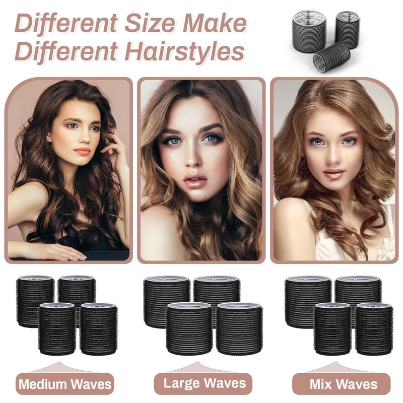 Self Grip Hair Rollers Curlers 16 Pcs Set with 8Pcs