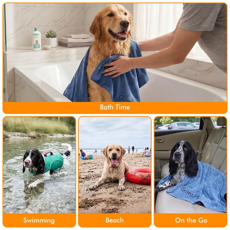 Gimars Super Absorbent Dog Towel, Microfibre Dog Drying Towel for
