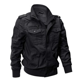 EKLENTSON Men's Casual Winter Cotton Military Jackets Tactical Jacket Outdoor Coats Windbreaker Black S