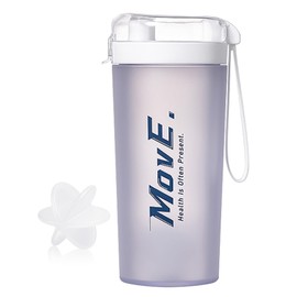 Botella de Agua 400ml Portátil Botellas de Viaje Gran Capacidad Botella Coctelera con Tapa a Prueba de Fugas y Bola Revuelta para Gimnasio, Correr, Equitación, Oficina-Blanco