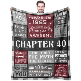 Joyloce 40th Birthday Gifts For Men Blanket 50*60, Happy 40th Birthday Gift Ideas, Gifts For 40-Year-Old, Gifts For Men Turning 40, Funny 40th Birthday Decorations, Unique Birthday Present 1985 Throw