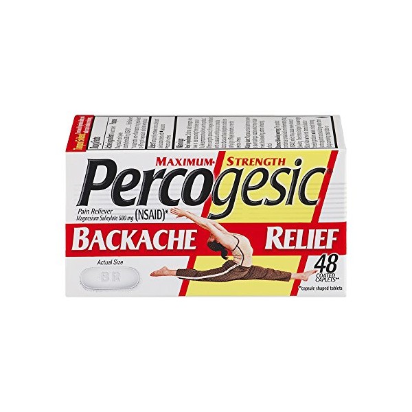 Percogesic Backache Relief Pain Reliever, Maximum Strength, 48 Safety Coated Tablets