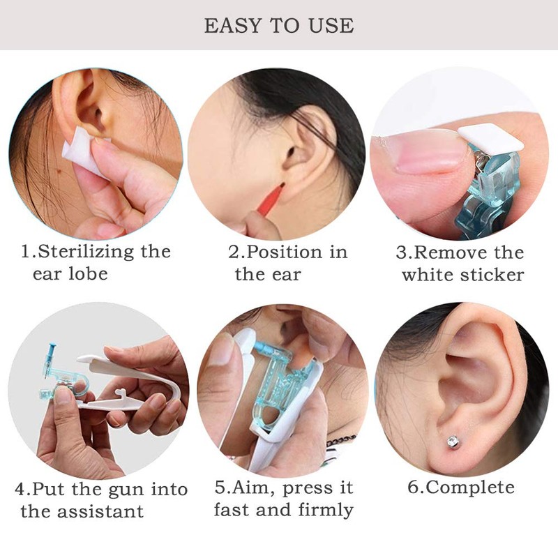Ear Piercing Kit, 8 Pcs 4mm Disposable Self Ear Pericings