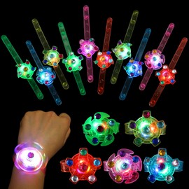 SCIONE SCIONE 24pack LED Light Up Fidget Spinner Bracelets, Glow in The Dark Party Favors for Kids 4-8 8-12, Treasure Box Toys for Classroom, Birthday Gifts, Goodie Bags Easter Egg Fillers