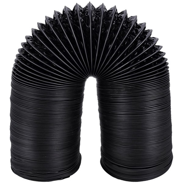Hon&Guan 5 inch Air Duct - 16 FT Long, Black Flexible Ducting HVAC Ventilation Air Hose for Grow Tents, Dryer Rooms,Kitchen