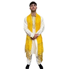 Apparelsonline Yellow Men Dupatta Indian Bollywood Wedding Shawl Scarf Match Kurta Sherwani