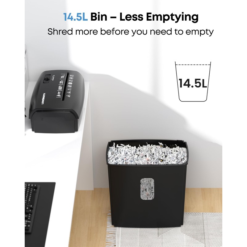Locksworth 8-Sheet Micro-Cut Paper Shredder, P4 High Security, 4 Gallon