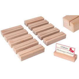ToolSpace Wooden Card Holder, Table Decoration for Weddings and Events, Pack of 10, Table Number Holder, Name Plate Holder, 1.8 x 3 x 10 cm, Menu Card Holder, Photo Holder, Rustic Stylish Vintage