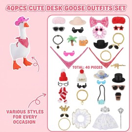 40PCS Desk Goose Outfits 7 Inches, Desk Goose Outfits Set with Multiple Styles, Desk Geese Outfits for Office Desk and Home Decor