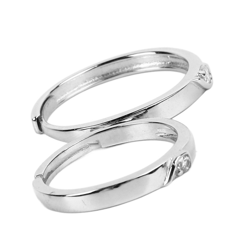 1 Pair Couple Rings Silver Men Women Finger Ring Accessory
