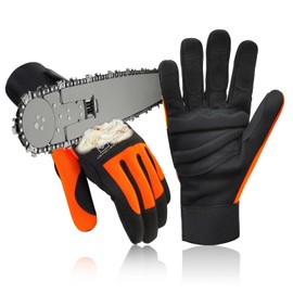 Intra-FIT Chainsaw Protective Gloves EN ISO 11393-4 Class 1 20m/s Made of Faux Leather with Left Hand Protection, Forestry Cut Protection Gloves for Chainsaw