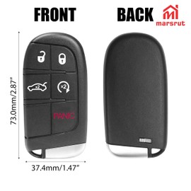 5-Button Smart Key Fob Remote Fits for 2019-2022 Dodge Challenger and for 2019-2022 Dodge Charger to Replace OEM Part, Part Number: 68394195, FCC ID: M3N-40821302