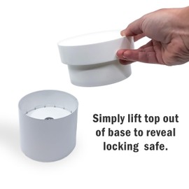 Flipo Flower Pot Diversion Safe - Secret Hidden Safe With Key Lock Box - Weather Resistant Steel Flower Pot With False Bottom And Plastic Top For Hiding Valuables Inside (White) Plant Not Included
