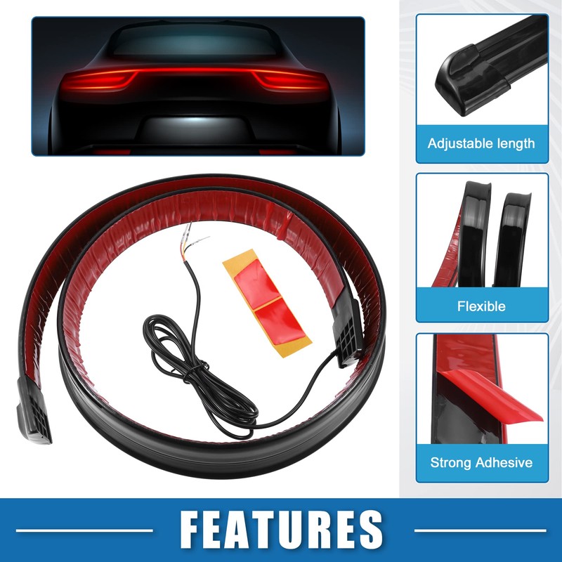 X AUTOHAUX Universal Car Spoiler with Red LED Brake Light