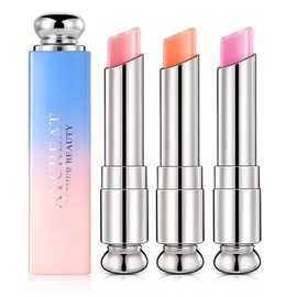3Packs Colour Changing Lip Balm - Tinted Lip Balm Clear Flower Jelly Lipstick,Nutritiousv Moisturizer lip Balm Temperature Color Change Natural Lipstick Lip Repair Protection For Teenage Girl