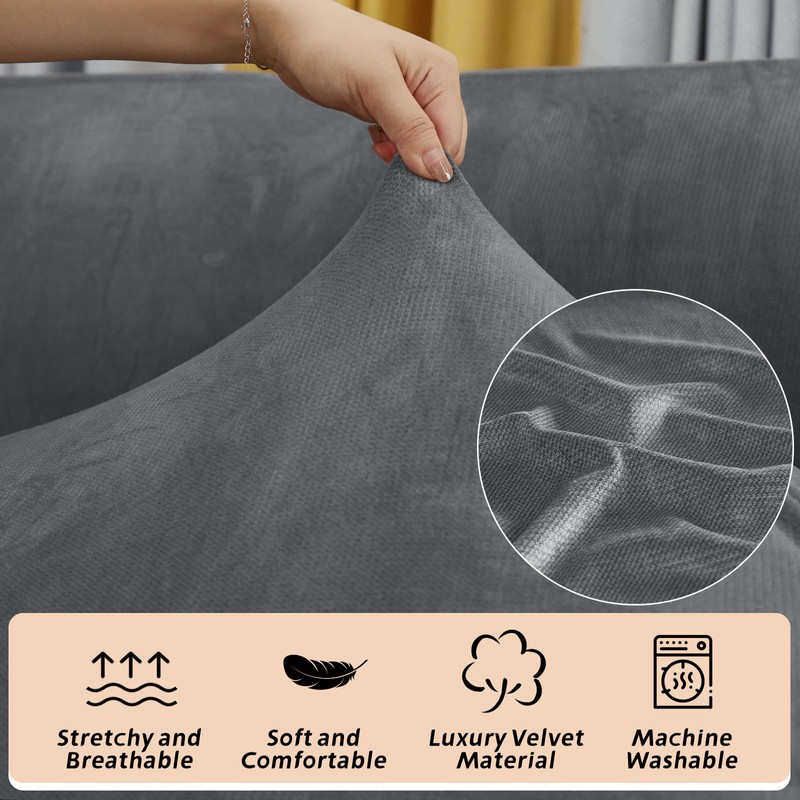 Arfntevss Velvet Sectional Couch Covers L Shape 5 Seat Couch