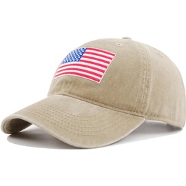 Vintage Washed Cotton National Flag Embroidery Khaki Baseball Caps Adjustable Unstructured Soft Blank Casual Dad Ball Hats for Men Women