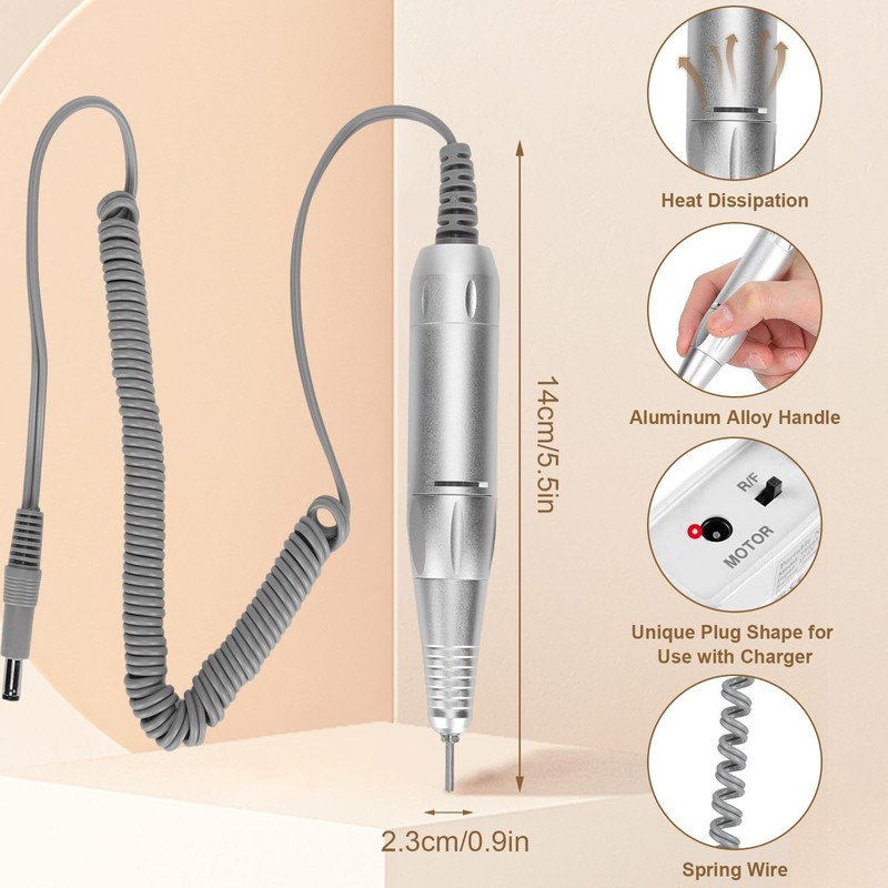 Qivine Handle Nail Drill, Replacement Handle for Nail Drill, 35000