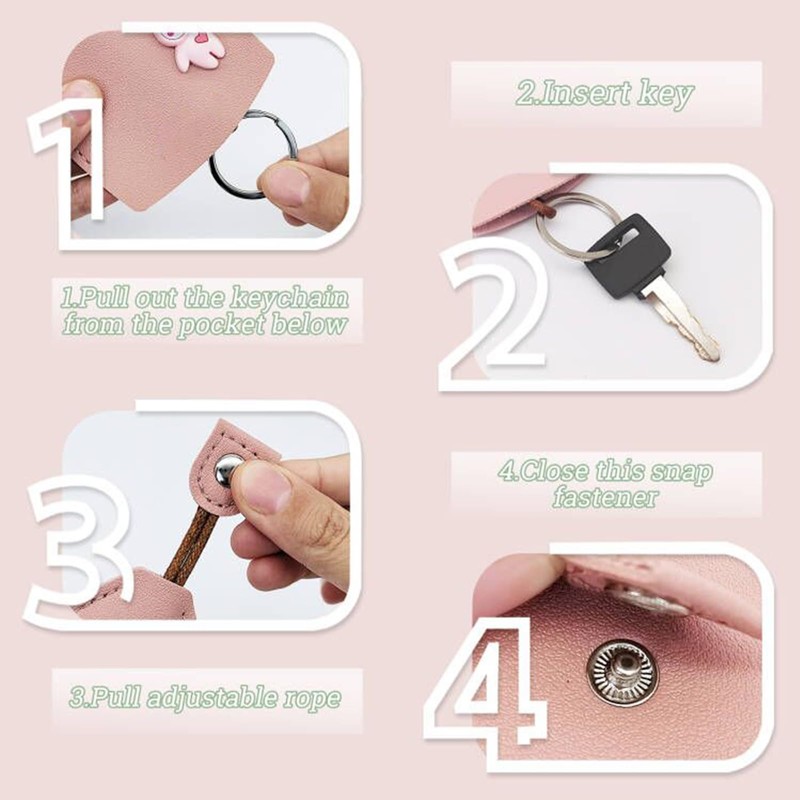 AdiStylinno 4 Pcs Car Key Cases, Cute Creative Pull Out