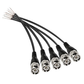 MEIRIYFA BNC Pigtail Cable Bare Wire, BNC Male with Open End Wire for CCTV Camera Terminal Adapter (5 x BNC Plug)