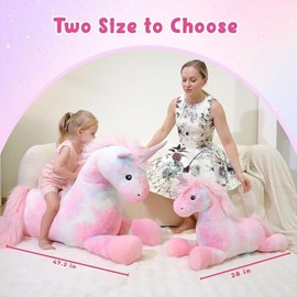 Unicorn Stuffed Animals 28 inch, Pink Stuffed Unicorn Plush, Cute Plush Unicorn Plushie Gift for Kids Girls, Birthday,Valentine,Christmas