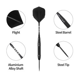 FUZVOL Professional Darts Set Steel Tip-Aluminum Stems Darts Flights with 24 Grams-3 Packs Black