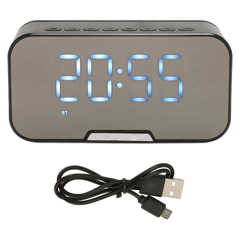 Bluetooth Speaker with Digital Alarm Clock Temperature Display Voice Announcement