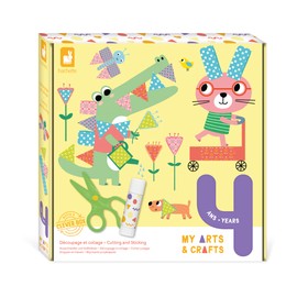 Janod - My Arts & Crafts - From 4 Years - Cut and Glue - 4 Pictures - Creative Hobby Children - Fine Motor Skills and Concentration - J07743