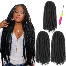 Marley Twist Braiding Hair 24 inch 3 Packs Marley Twist Crochet Hair Natural Black Marley Hair for Faux Locx Afro Kinky Curly Marley Twist Crochet Braids Synthetic Braiding Hair Cuban Twist Hair