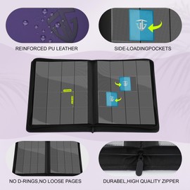 TCGUARD 16 Pockets Trading Card Zipper Binder for 1000+ Cards| Secure Side Loading Pockets | Trading Card Album Folder | Compatible with YuGiOh, MTG,Sports Cards (Purple 16)