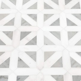 MSI Bianco Dolomite Geometrica Polished Marble Tile for Kitchen Backsplash, Wall Tile for Bathroom, Accent Wall Tile, and Shower Wall Tile, Mesh-Mounted Mosaic Tile