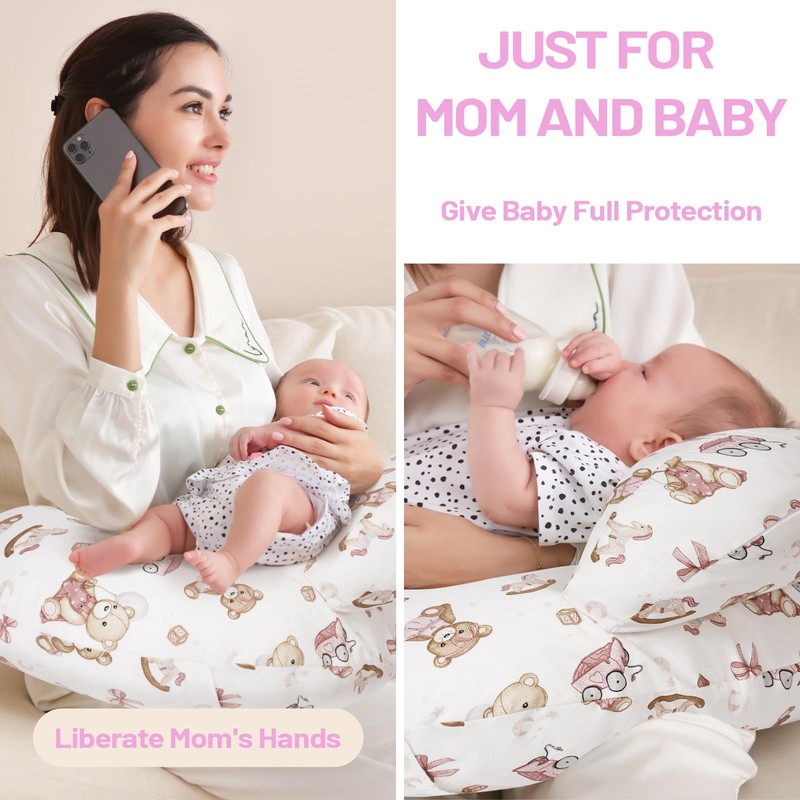 AMASKY Nursing Pillow, Breastfeeding Pillows, with Removable Pillow Cover, Machine