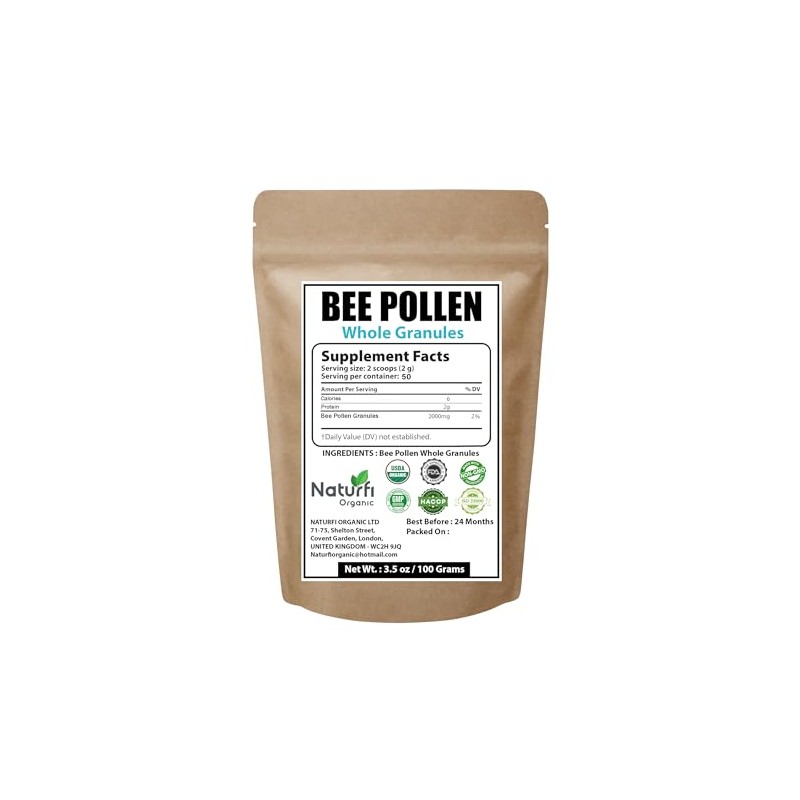 USDA Organic - Bee Pollen Granules | 1000mg Dosage |