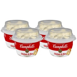 Campbell's Chicken and Rice Soup with Oyster Crackers, 7.35 Ounce Microwavable Bowl (Pack of 4)