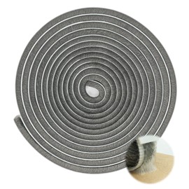 Weather Stripping Brush for Sliding Windows/Doors Frame Side,Pile Self Adhesive Weatherstrip Seal Strip Sealer Draft Stoppers (33ft x11/32 Backing x 3/16 Brush inch, Grey)