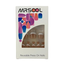 MRSCOL Press on Toenails Short,Nude Color White French Tips Toenail Press ons Square for Women,Fit Perfectly Press on Toe Nails with Glue, Fake Toenails Short Reusable 30pcs Nail Kit with Glue