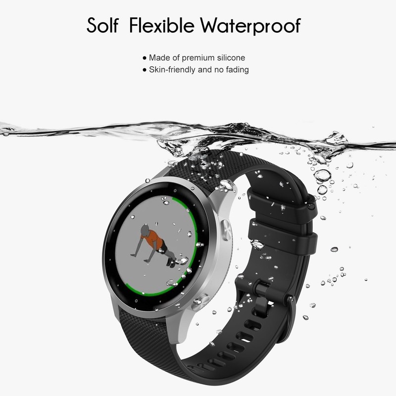 Nacorulu Band Compatible With Garmin Vivoactive 4S Bands,18mm Soft Silicone