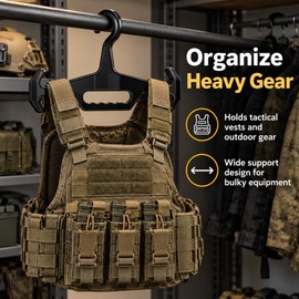 Heavy Duty Tactical Vest Hanger for Hunting & Outdoor Gear – Multi-Functional Black Storage Rack for Diving, Paintball & Airsoft Equipment