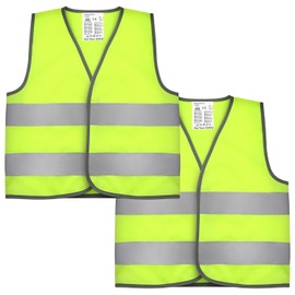 taonganui Pack of 2 High Visibility Vest for Children, Children's Safety Vest, Reflective Vest, Riding Reflective Vest with Reflective Strips for Children, Outdoor, Running, Cycling, 10-12 Years, L