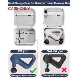 RAIACE Massage Gun Case, Hard Travel Storage Case Compatible with TheraGun Relief Percussion Massage Gun Device, Carrying Bag with Mesh Pocket for Cables and Other Accessories. (Case Only) - Gray